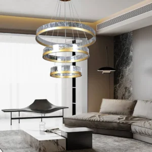 نجفة معلقة مودرن ذهبية — 3 لمبات، 250 واط
