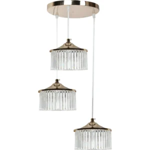 Modern triple pendant light in gold — 3 bulbs, 30 watts