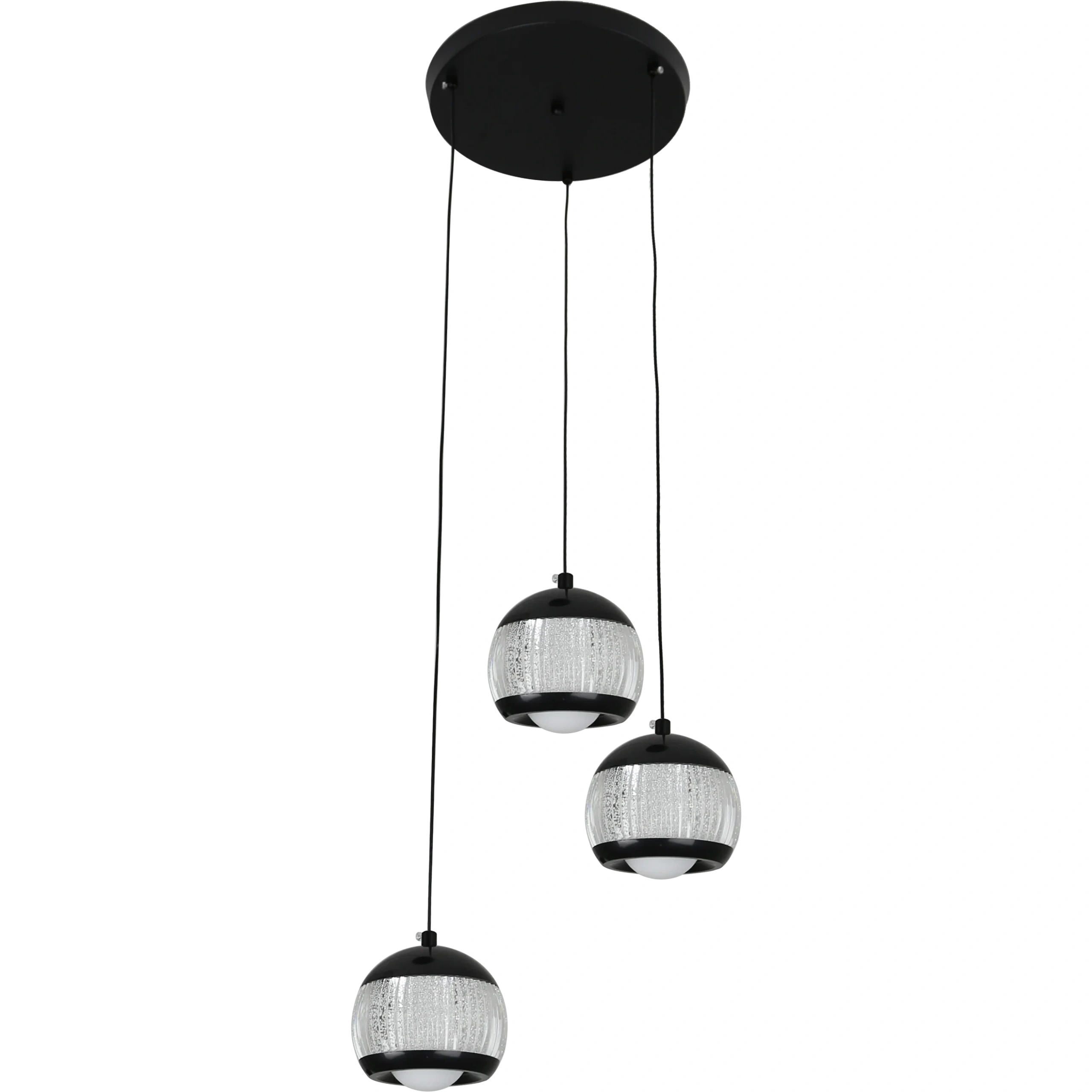 Modern black pendant light — 3 lights, 30 watts (triple)