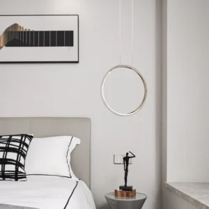 Modern gold-colored pendant chandelier — 3 lights, 30 watts