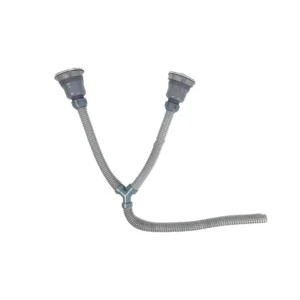 مصرف مغسلة كوري مزدوج 3 بوصة — صرف مطبخ لحوضين بتدفق قوي، رمادي