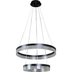 نجفة معلقة مودرن سوداء 3 إضاءات مقاس 40+60 سم – 135 واط