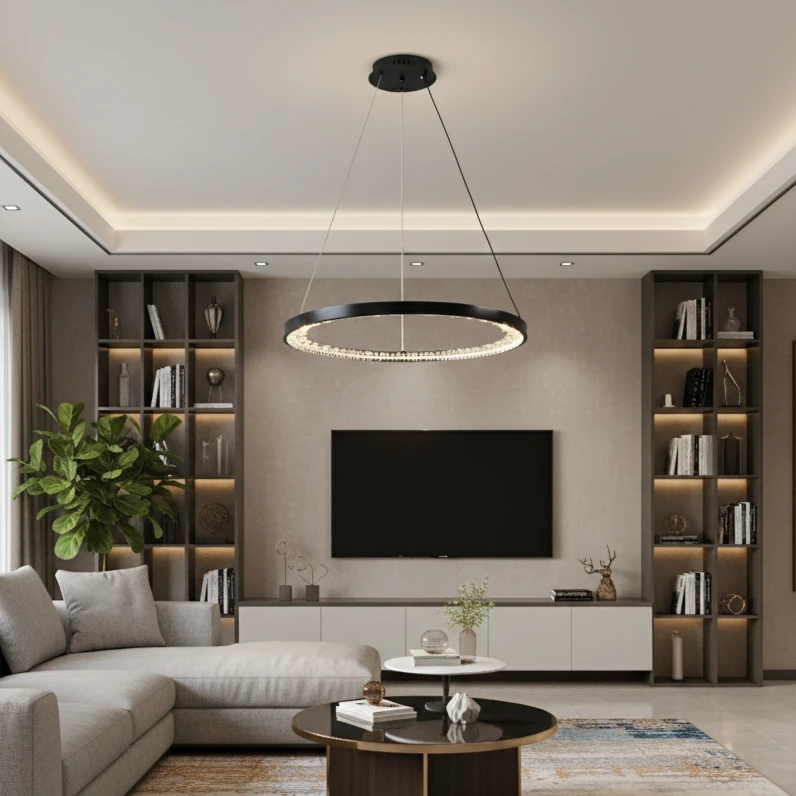 نجف مودرن أسود، 3 إضاءات، 42 واط، قطر 600 مم