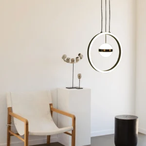 Modern black chandelier - 3 lights, 48 watts