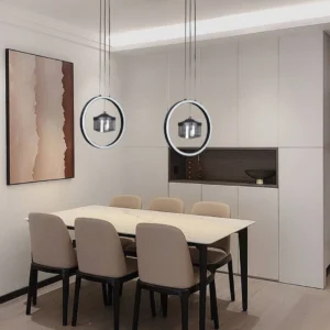 Modern black pendant light — 3 lights, 48 watts