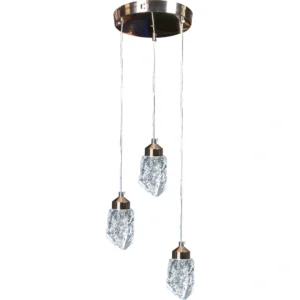مصباح معلق مودرن 3 خيوط كريستال، لون ذهبي، بثلاثة أوضاع إضاءة، 5 واط
