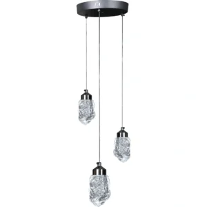 ثريا معلقة مودرن بخيوط وكريستال — 3 أضاءات، أسود، 5 واط