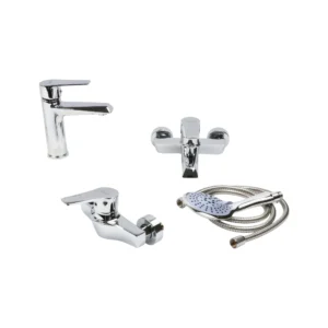 طقم خلاط حمام إيطالي متكامل — 3 قطع، كروم (فضي)