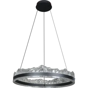 ثريا معلقة مودرن سوداء، 3 ألوان إضاءة، 55 واط، بقطر 400 مم