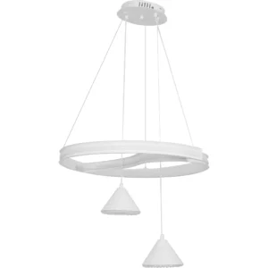 إضاءة معلقة مودرن باللون الأبيض — 3 ألوان إضاءة، 60 واط