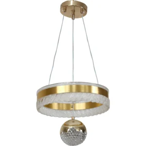 Modern gold chandelier with three lights, 3 x 60 watts, 300 mm diameter