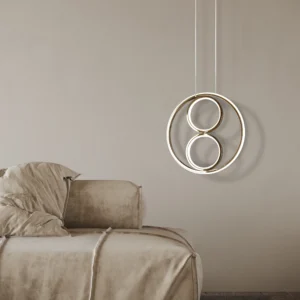 Modern gold pendant chandelier — 3 bulbs, 60 watts