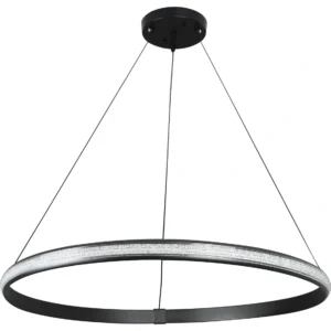 مصباح معلق مودرن دائري أسود — 3 إضاءات، قطر 60 سم، 42 واط