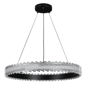 مصباح معلق مودرن دائري أسود — 3 أضواء، 60 سم، 48 واط