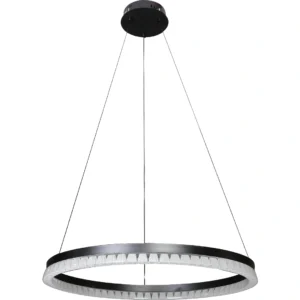 نجفة معلقة حلقة مودرن باللون الأسود — 3 أوضاع إضاءة — قطر 60 سم — 48 واط