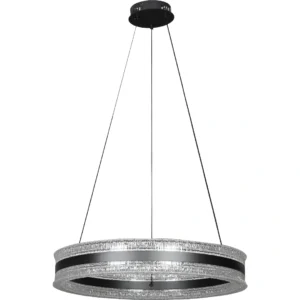 ثريا معلقة مودرن على شكل حلقة عريضة — أسود — 3 مستويات إضاءة — قطر 60 سم — 75 واط