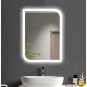 مرآة حمام عصرية بإضاءة ليد قابلة لتغيير 3 ألوان — مقاس 60×80 سم