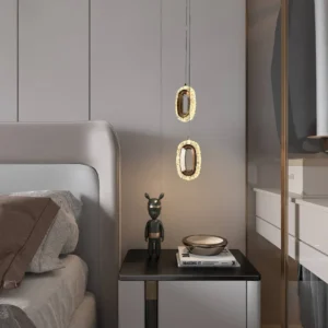 Modern chandelier with gold chrome nickel finish — 3 lights, 7 watts (double)