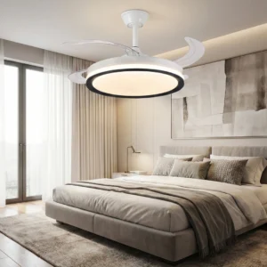 نجف مروحة أبيض مع 3 إضاءات — 75 واط، قطر 50 سم