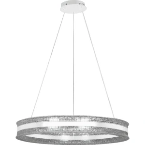 ثريا معلّقة مودرن حلقة عريضة باللون الأبيض — 3 أوضاع إضاءة، قطر 80 سم، 105 واط