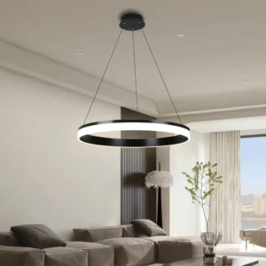 إضاءة معلقة مودرن حلقيّة سوداء، 3 إضاءات، 80 سم