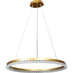 ثريا معلقة مودرن على شكل حلقة بلون ذهبي — 3 إضاءات، قطر 80 سم، 55 واط