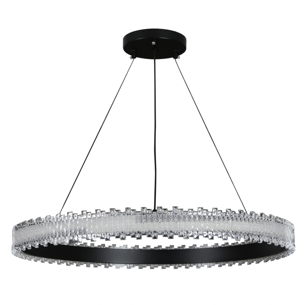 نجفة معلقة مودرن دائرية سوداء — 3 مصابيح — 80 سم — 60 واط