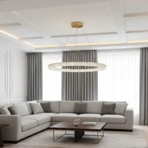 نجف مودرن ذهبي بلون الإضاءة، ثلاثي الإضاءات 3×85 واط، مقاس 600 ملم