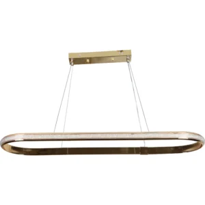 مصباح معلق مودرن بيضاوي باللون الذهبي - 3 إعدادات إضاءة، 90×25 سم، 48 واط