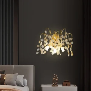 أبليك حائط مودرن ذهبي وعسلي بزجاج شفاف — 3 لمبات E14