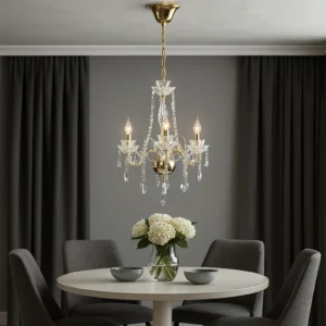 نجف مودرن على شكل شمعدان ذهبي وفضي — 3 لمبات E14