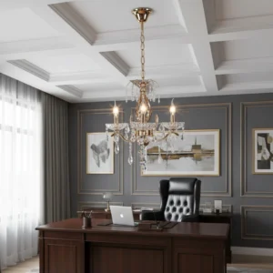 نجف مودرن على شكل شمعدان بـ3 لمبات E14 — ذهبي وفضي