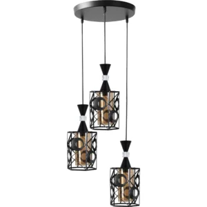 Modern black pendant lamp with 3 E27 bases