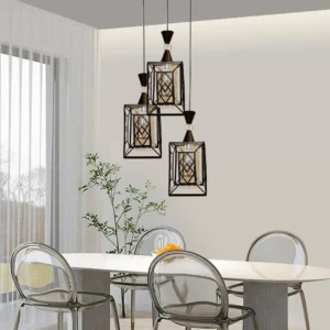 Modern black hanging chandelier - 3 x E27 bulbs