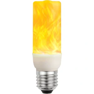 لمبة ديكورية بشكل لهب (كروي/اسطواني) — إضاءة صفراء 3 واط، قاعدة E27