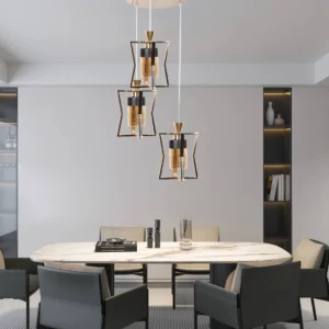 Modern gold pendant chandelier - 3 E27 bulbs