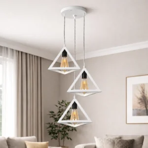 نجفة معلقة مودرن ثلاثية بيضاء (3 لمبات E27)