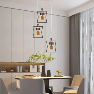Modern gold pendant chandelier with 3 x E27 bulbs