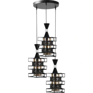 Modern black chandelier with 3 E27 bulbs