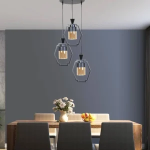 Modern pendant light with 3 bulbs (E27) — Black