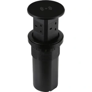 منفذ فيش غاطس مكتبي منبثق مع شاحن لاسلكي، 3 مقابس ومنفذي USB-A وType-C — أسود (توفل)