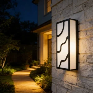 إضاءة جداريّة لبوابة مستطيلة — أسود، ضوء أصفر 30 واط