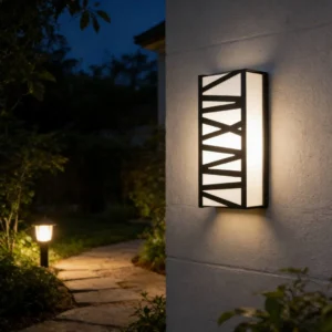 مصباح جداري خارجي مستطيل أسود 30 واط - إضاءة صفراء