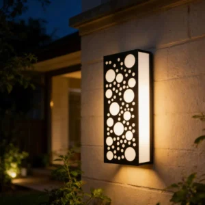 كشاف جداري خارجي مستطيل للبوابة — أسود، ضوء أصفر 30 واط