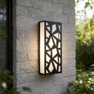 إضاءة جداريّة خارجية مستطيلة للبوابة — أسود، إضاءة صفراء 30 واط