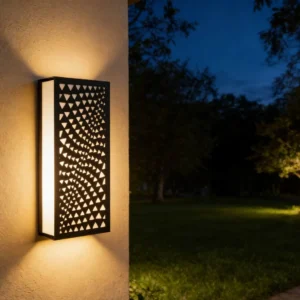 مصباح جداري خارجي مستطيل أسود - ضوء أصفر 30 واط