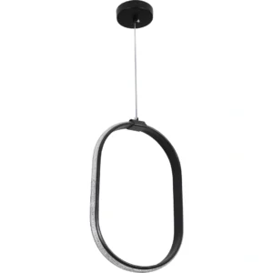 إنارة معلّقة مودرن بيضاوية سوداء، 30 سم، 30 واط، بثلاثة أوضاع إضاءة