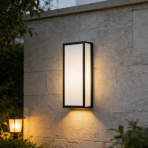 كشاف جداري خارجي مستطيل أسود — إضاءة صفراء 30 واط