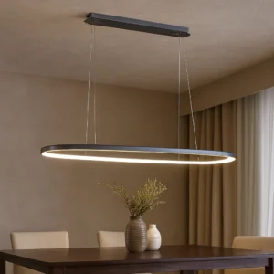 نجف مودرن فضي بإضاءة صفراء 30 واط (قطر 35 سم، طول معلق 100 سم)