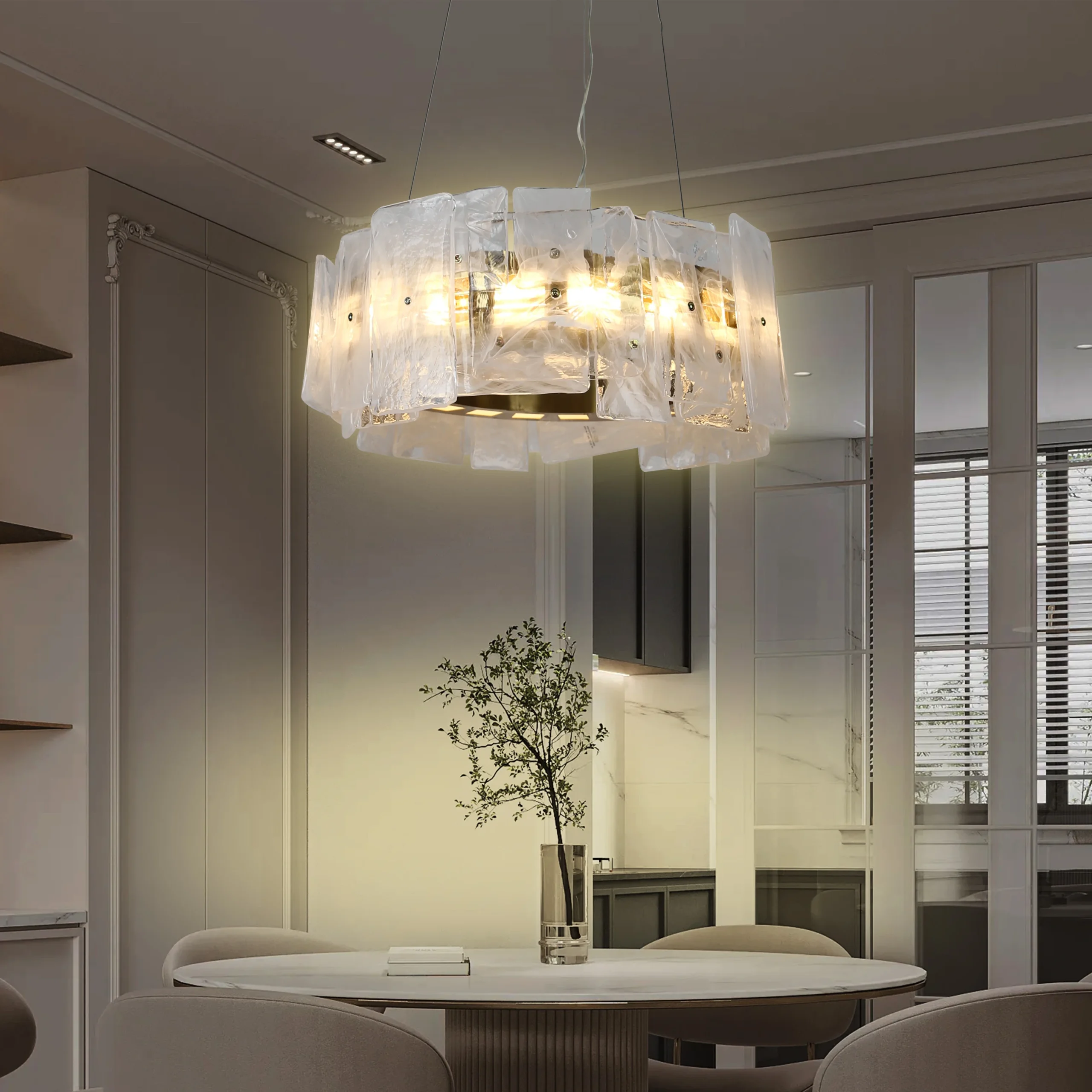 نجف مودرن بلون زيتي، ثلاثي الإضاءات 30 واط، قطر 40 سم